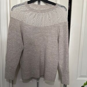Express Cream Lace Knit Sweater